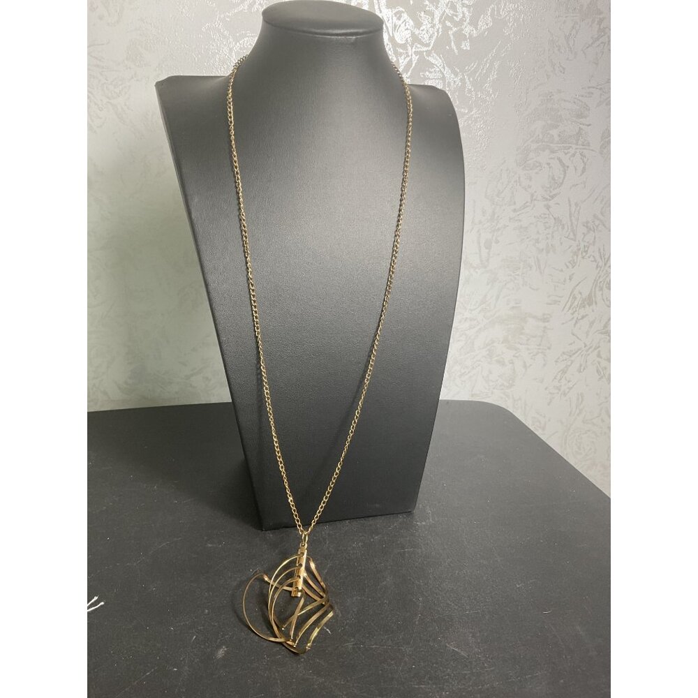Gold-Tone Chain Necklace With Abstract Pendant